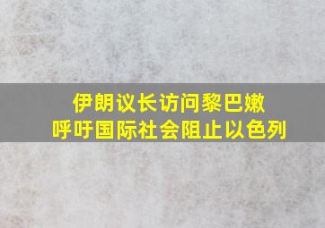 伊朗议长访问黎巴嫩 呼吁国际社会阻止以色列